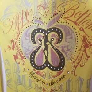 Apple Bottoms Women's Y2K Preppy Yellow Black Sweater Sequin Hoodie Sz S